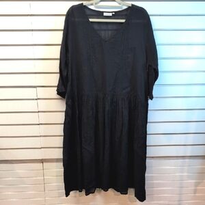 Masai 100% Cotton Gauze Drop Waist Dress Size M Black  EUC